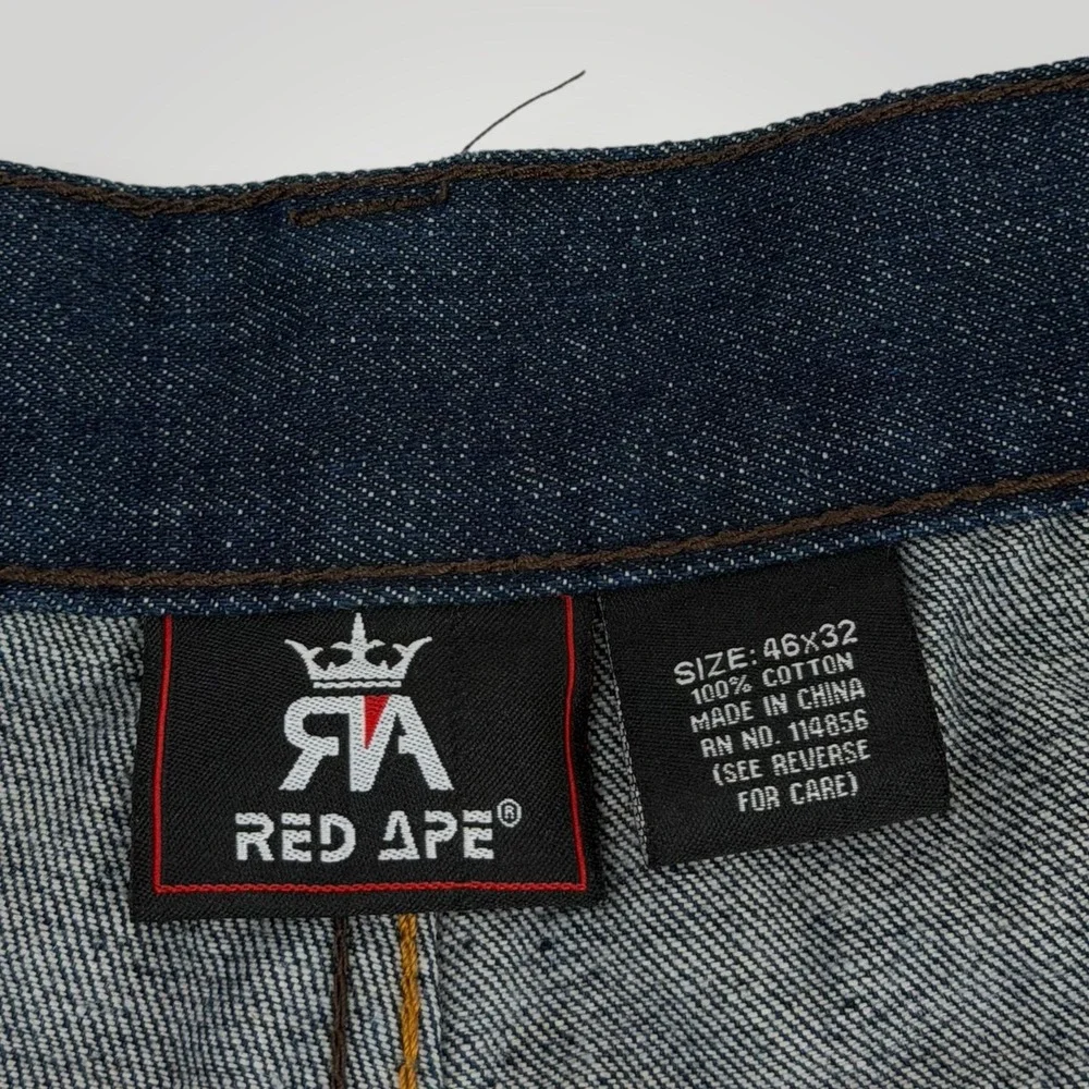 Red Ape Jeans Mens Big‎ & Tall 45x31 Blue Embroidered Argyle Straight Denim